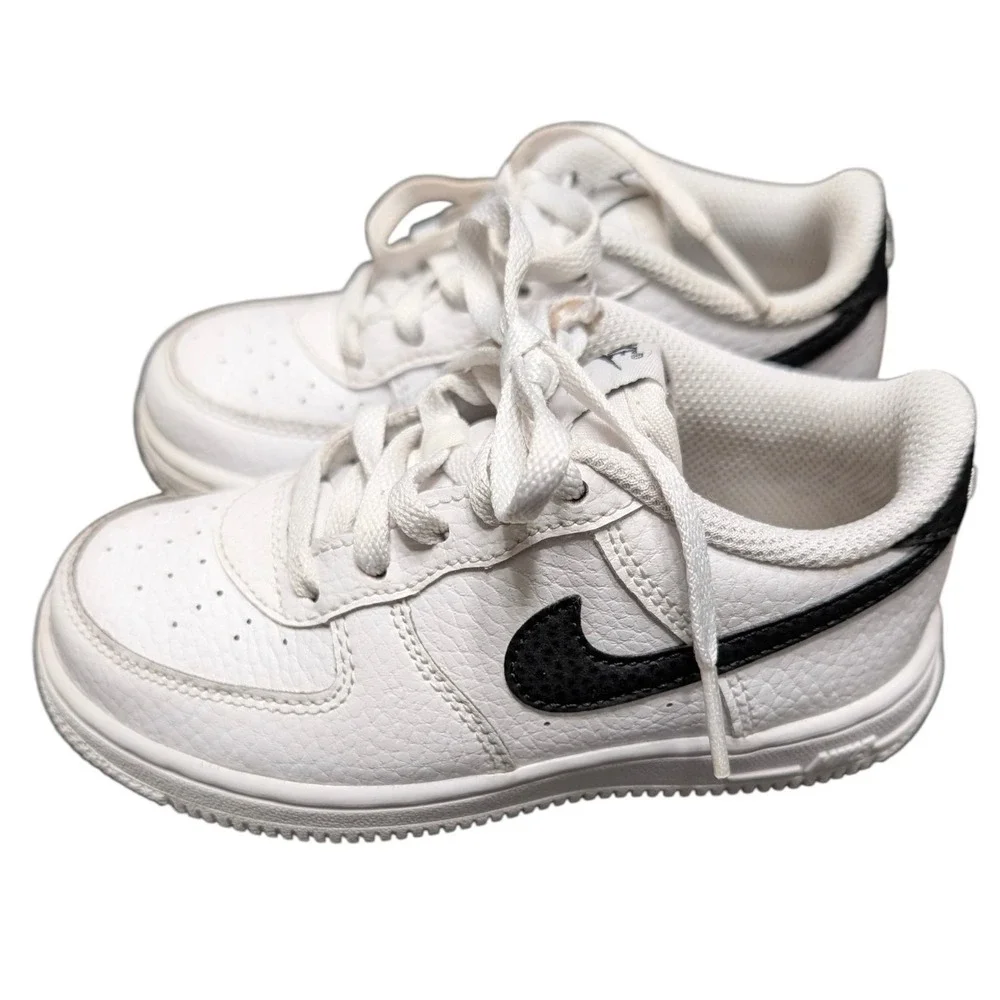 Nike Air Force 1 Toddler Sneakers White Black Low‎ Top CZ1691-100 Size 9C
